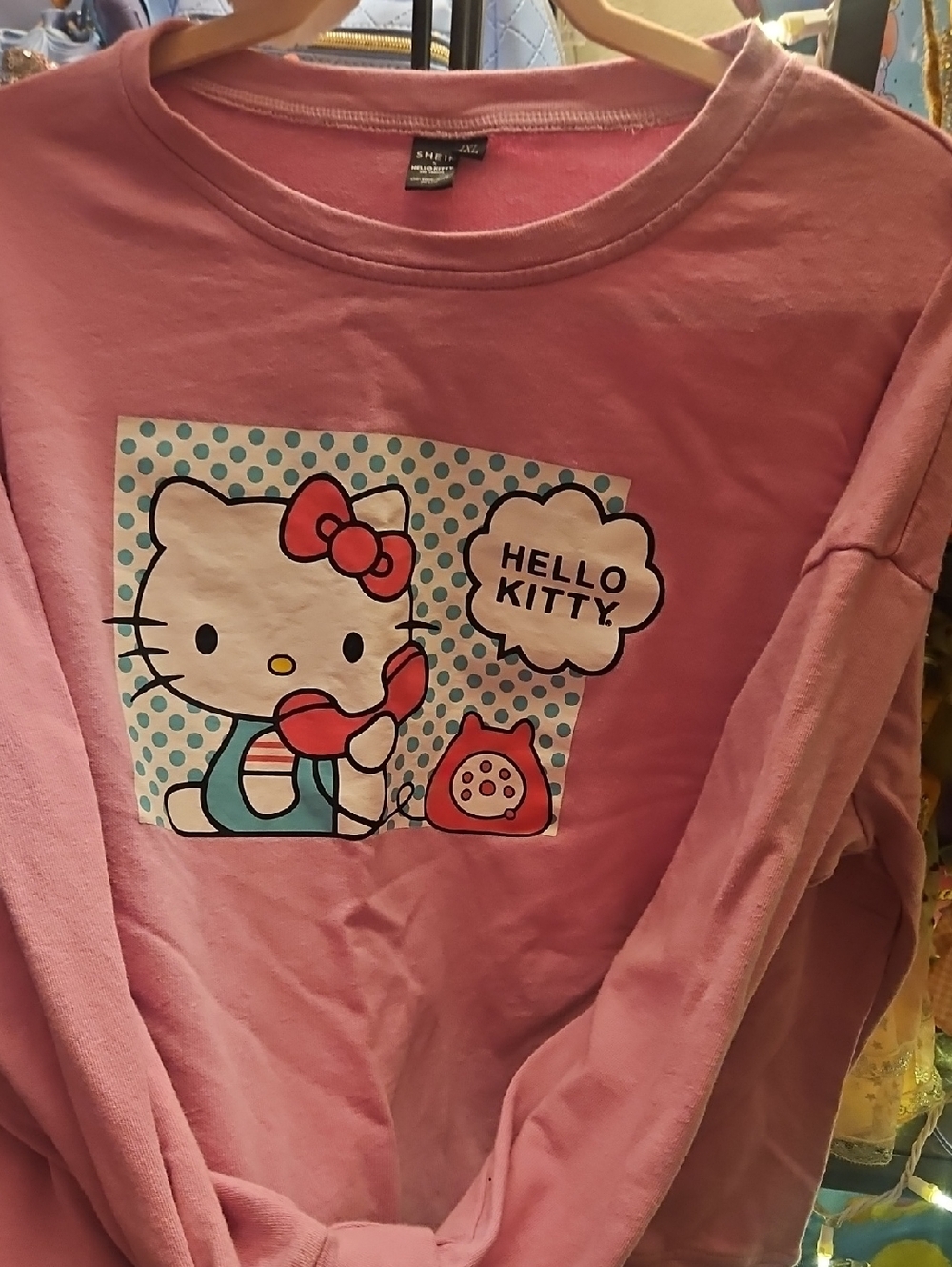Hello Kitty Pink Graphic Pullover Long Sleeve Top
